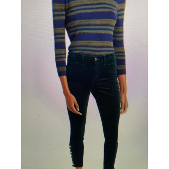 NWT L’AGENCE piper high rise skinny in Evergreen velvet size 25 - Picture 1 of 8